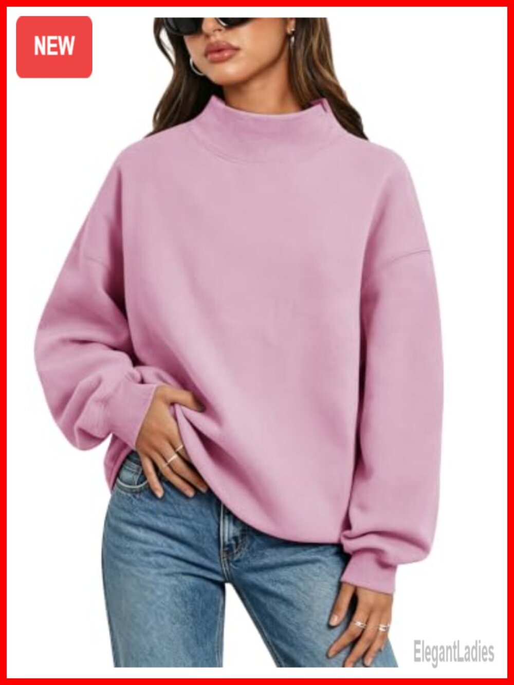 Oversized Turtleneck Fleece Sweatshirt Color Block Pullover Top